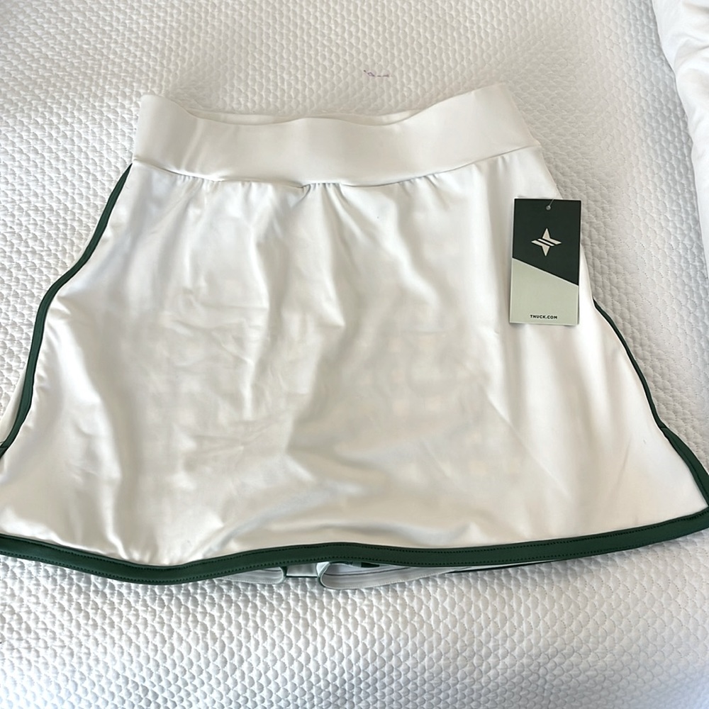 White and Green Gingham 14 Inch Elena Tennis Skirt NWT
